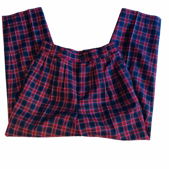 Vintage 90s Giorgio Sant’Angelo Wool Plaid Pants - Picture 1 of 7